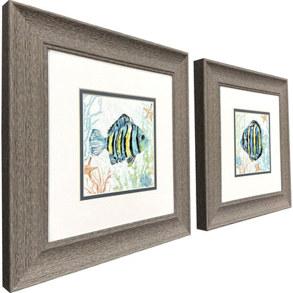 Set Of Two Striped Tropical Fish Brown Framed Wall Art HomeRoots