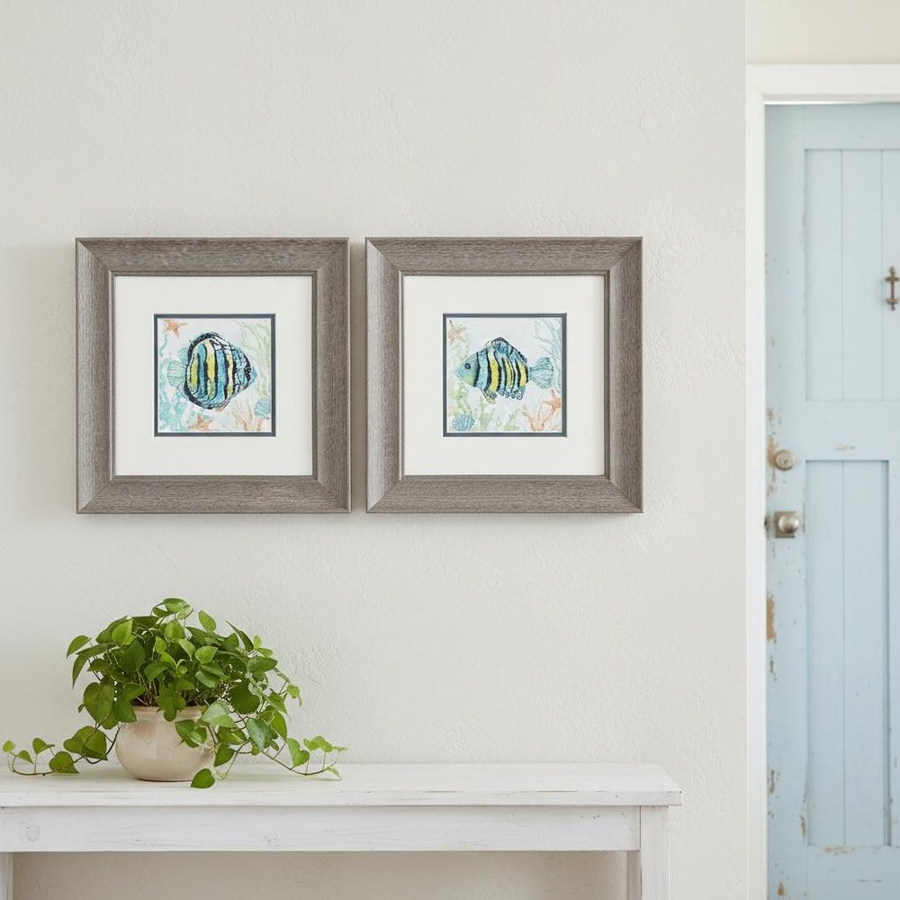 Set Of Two Striped Tropical Fish Brown Framed Wall Art HomeRoots