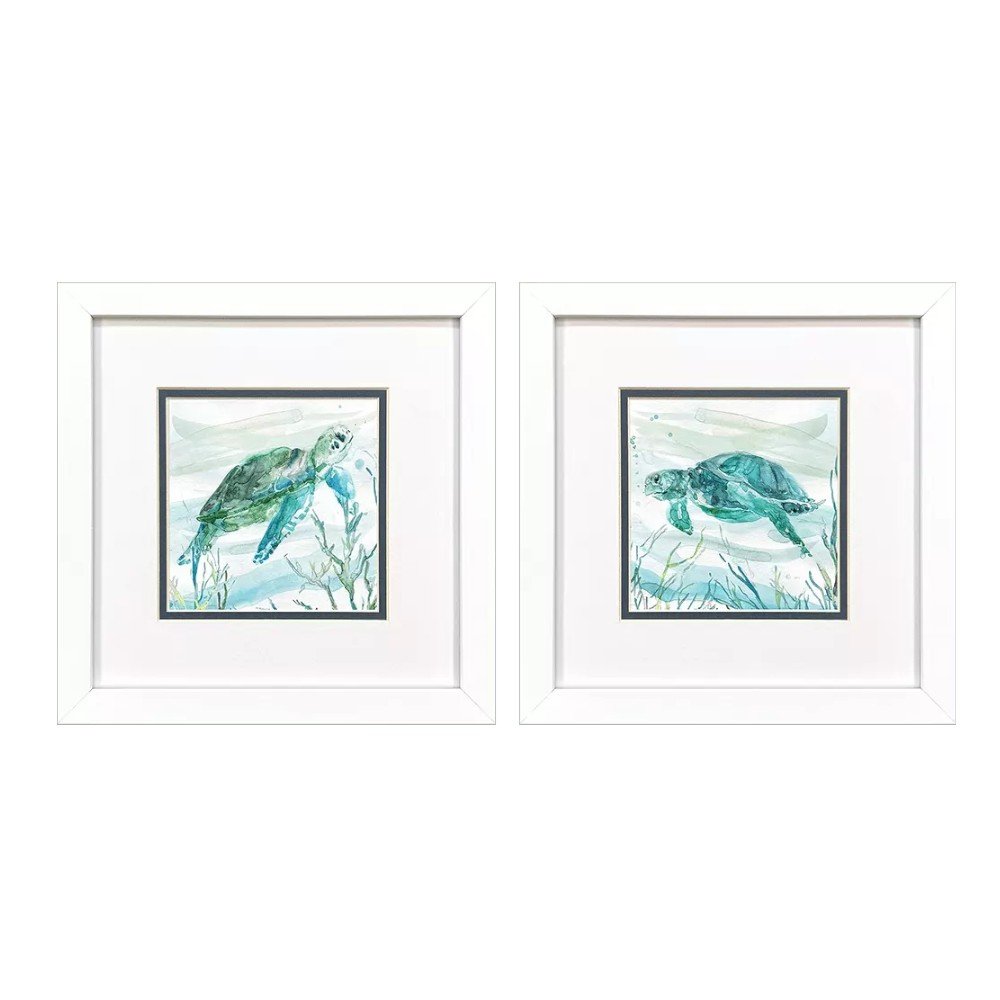 Set Of Two Tropical Current White Framed Wall Art HomeRoots