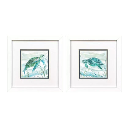 Set Of Two Tropical Current White Framed Wall Art HomeRoots