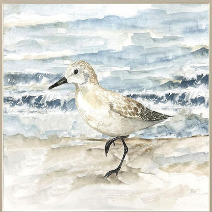 Set Of Two Beach Sandpipers Distressed White Framed Wall Art HomeRoots