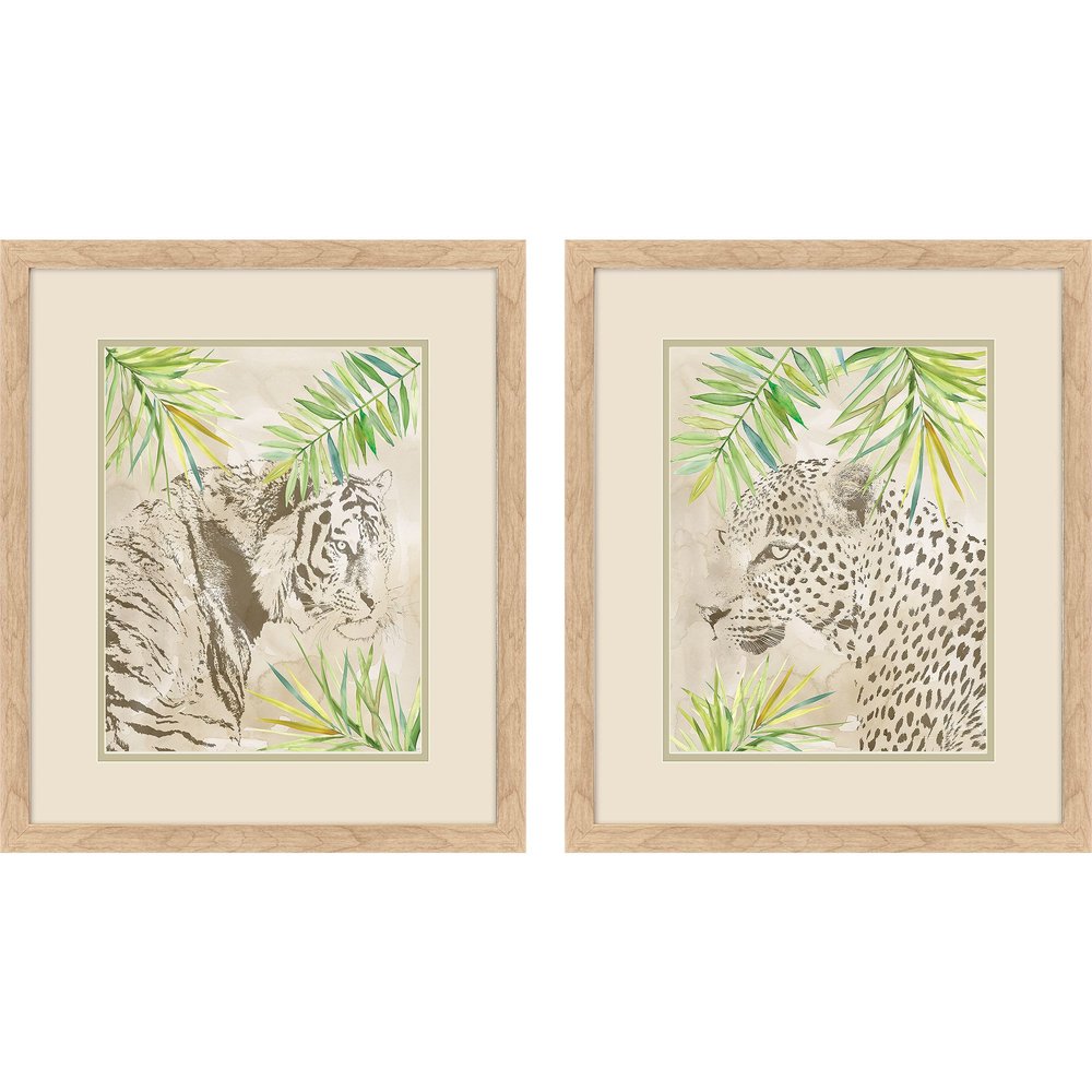 Set Of Two Boho Jungle Cat Brown Framed Wall Art HomeRoots