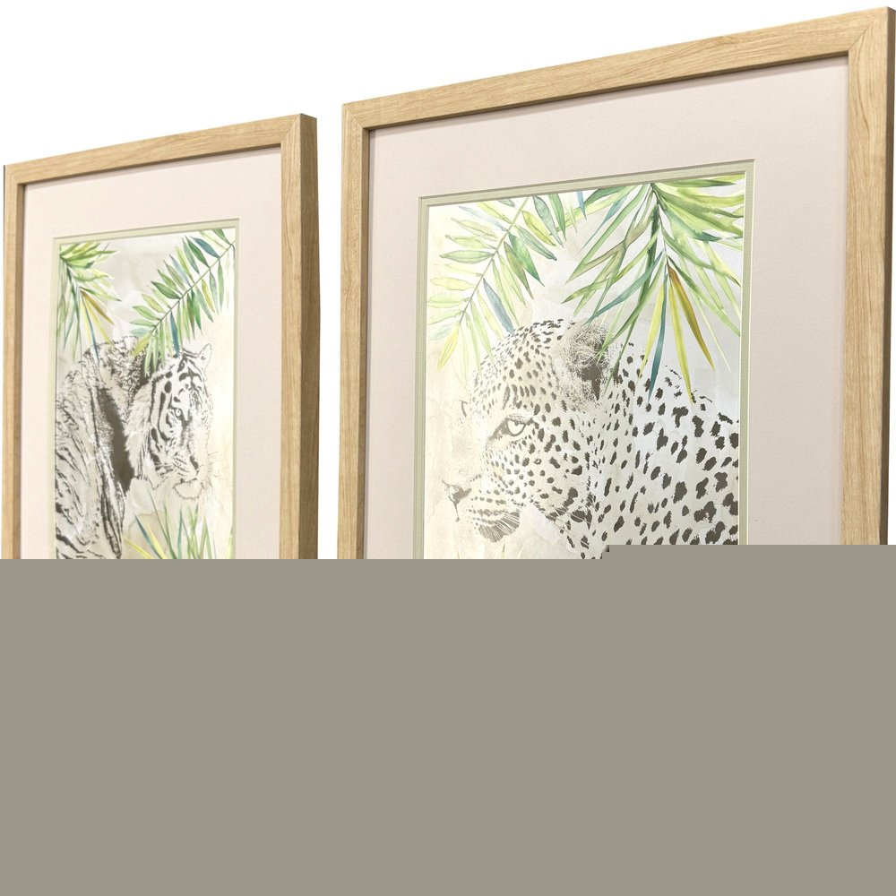 Set Of Two Boho Jungle Cat Brown Framed Wall Art HomeRoots
