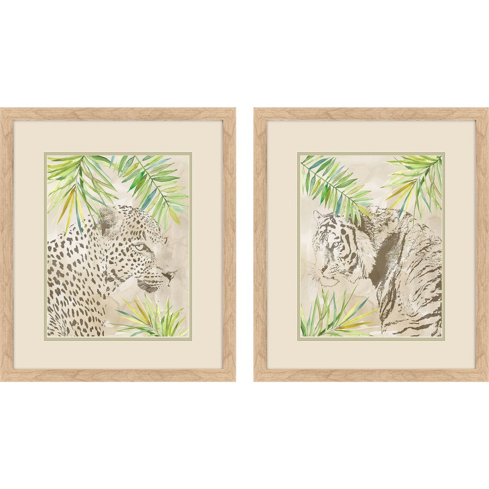 Set Of Two Boho Jungle Cat Brown Framed Wall Art HomeRoots