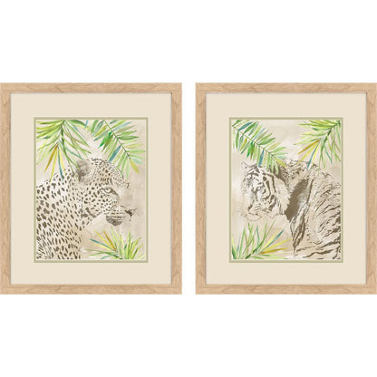 Set Of Two Boho Jungle Cat Brown Framed Wall Art HomeRoots