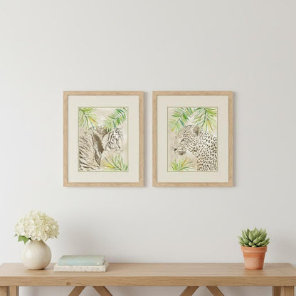 Set Of Two Boho Jungle Cat Brown Framed Wall Art HomeRoots