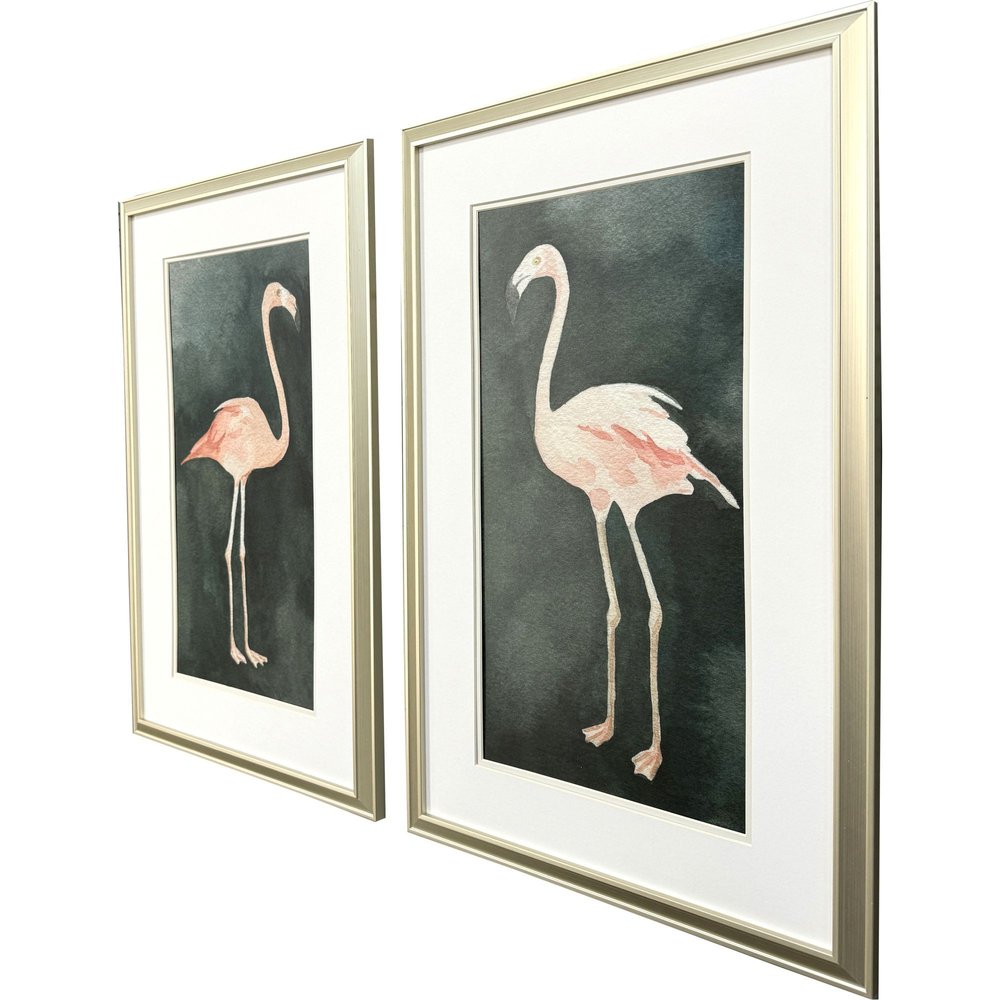Set Of Two Forest Flamingo Gold Framed Wall Art HomeRoots