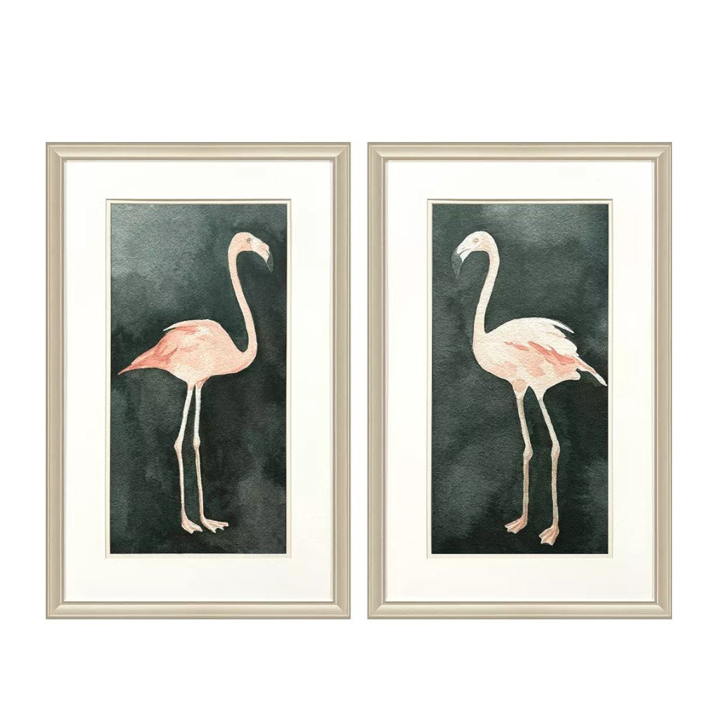 Set Of Two Forest Flamingo Gold Framed Wall Art HomeRoots