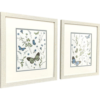 Set Of Two Botanical Page Distressed White Framed Wall Art HomeRoots