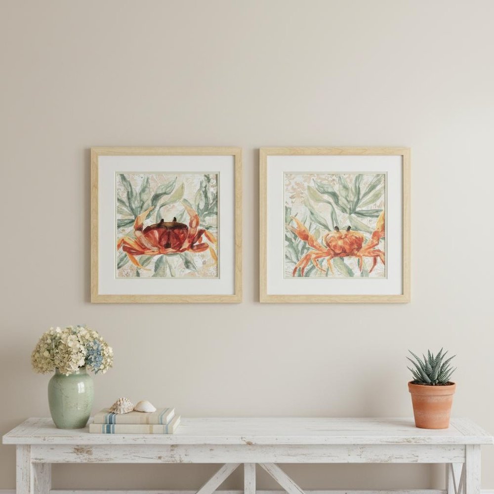 Set Of Two Crabby Melody Brown Framed Wall Art HomeRoots