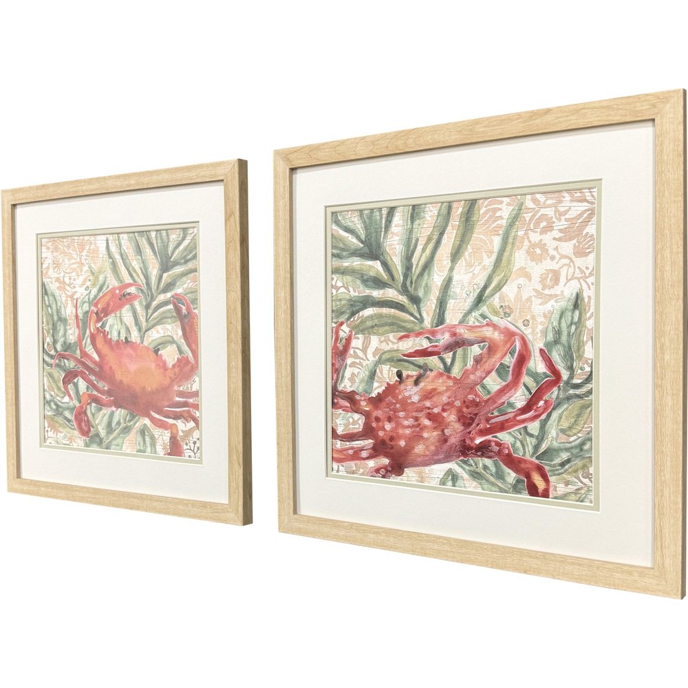 Set Of Two Crabby Crab Brown Framed Wall Art HomeRoots