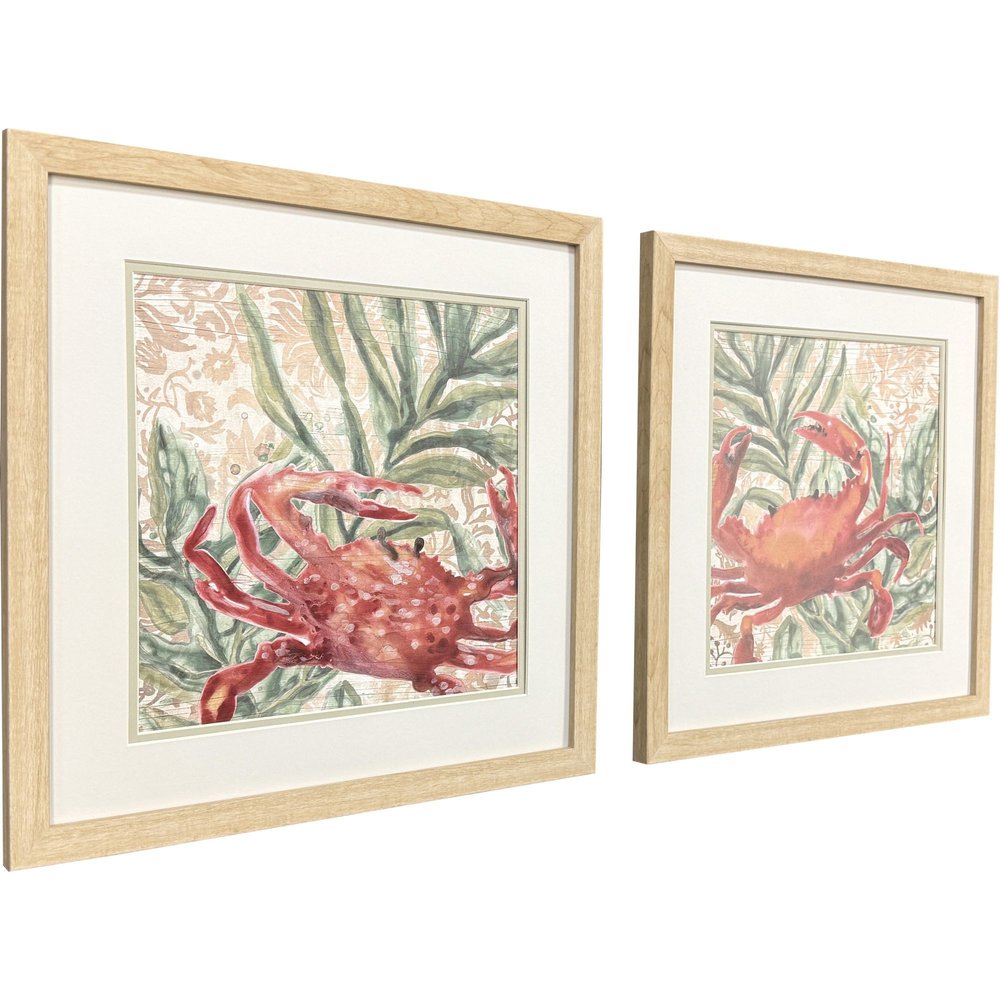 Set Of Two Crabby Crab Brown Framed Wall Art HomeRoots