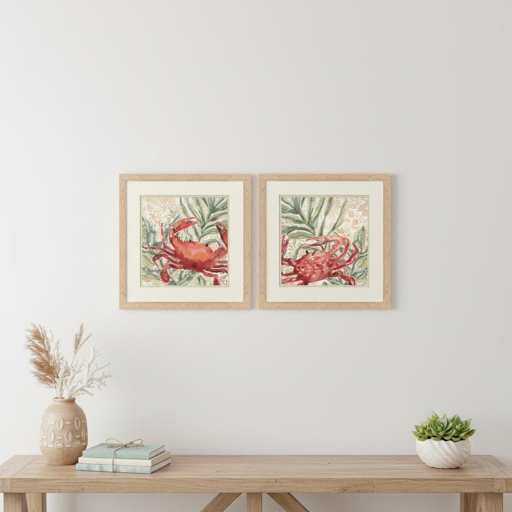 Set Of Two Crabby Crab Brown Framed Wall Art HomeRoots