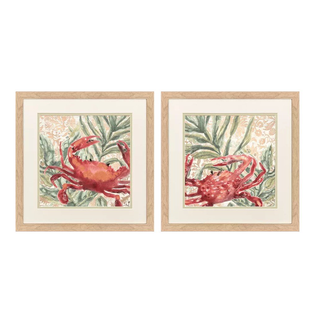 Set Of Two Crabby Crab Brown Framed Wall Art HomeRoots