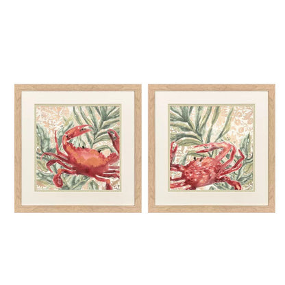 Set Of Two Crabby Crab Brown Framed Wall Art HomeRoots