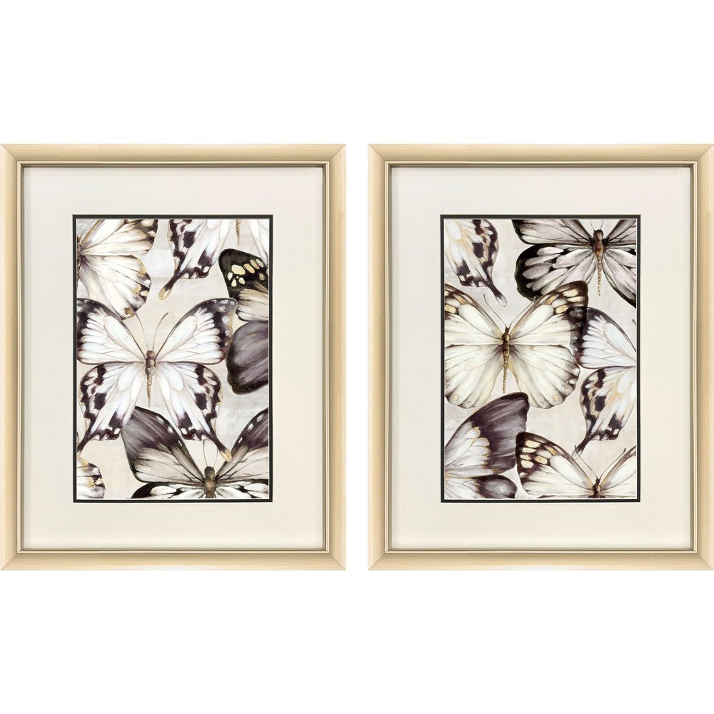 Set Of Two Butterfly Cluster Gold Framed Wall Art HomeRoots