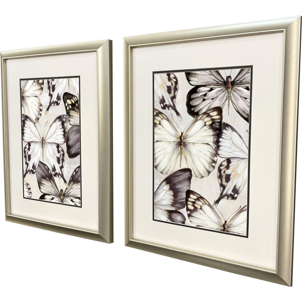 Set Of Two Butterfly Cluster Gold Framed Wall Art HomeRoots