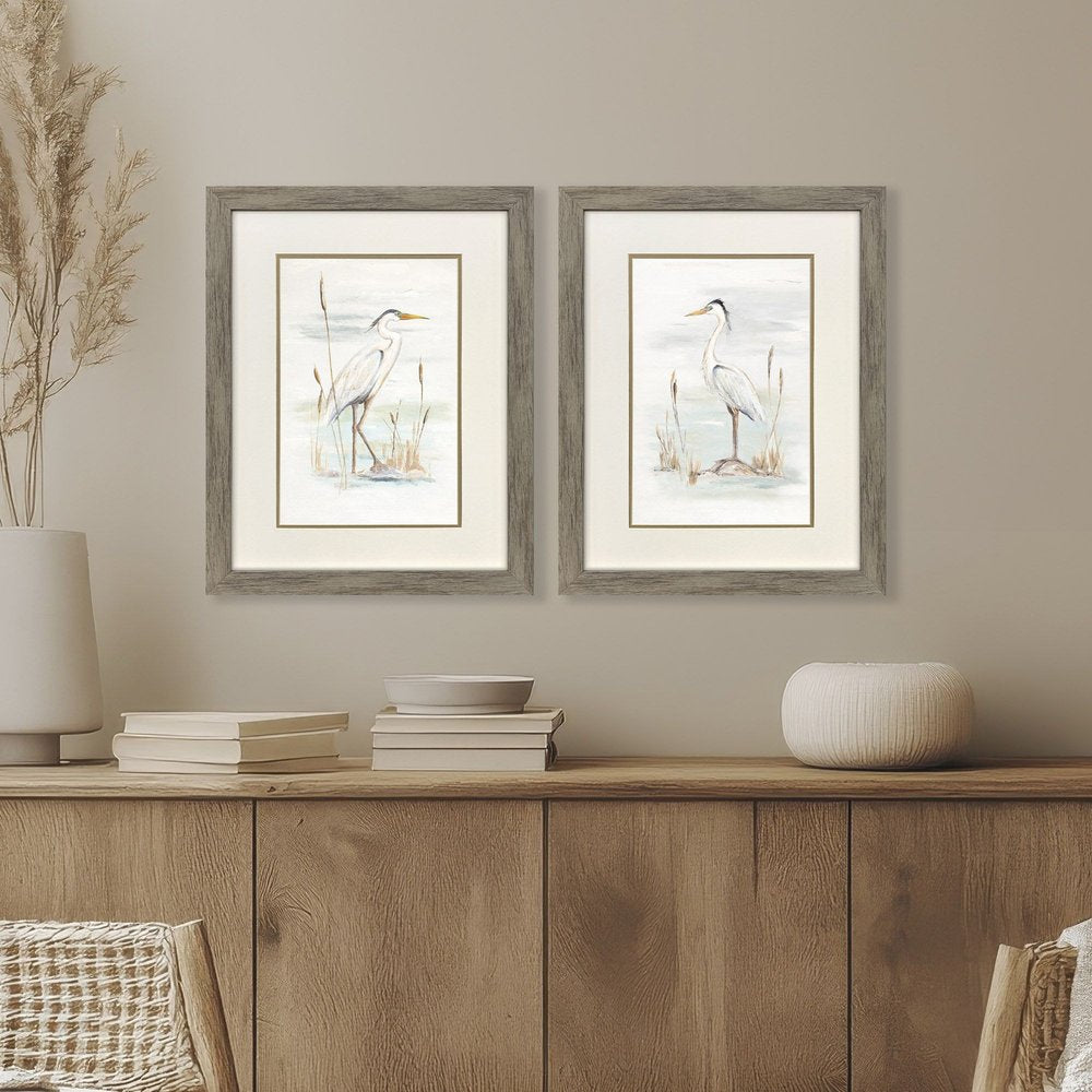 Set Of Two Heron Stance Brown Framed Wall Art HomeRoots