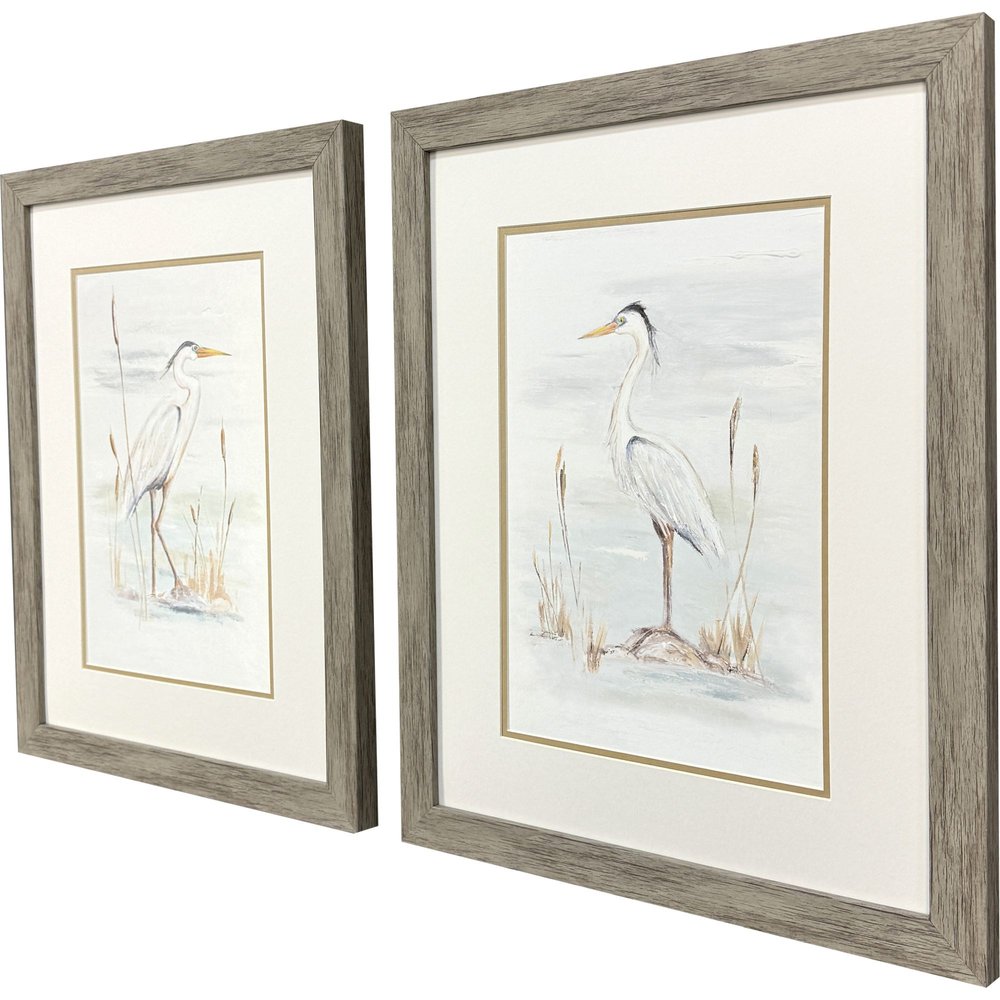 Set Of Two Heron Stance Brown Framed Wall Art HomeRoots