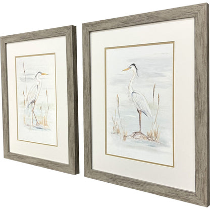 Set Of Two Heron Stance Brown Framed Wall Art HomeRoots