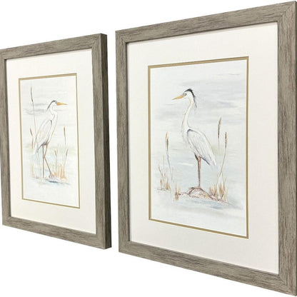 Set Of Two Heron Stance Brown Framed Wall Art HomeRoots
