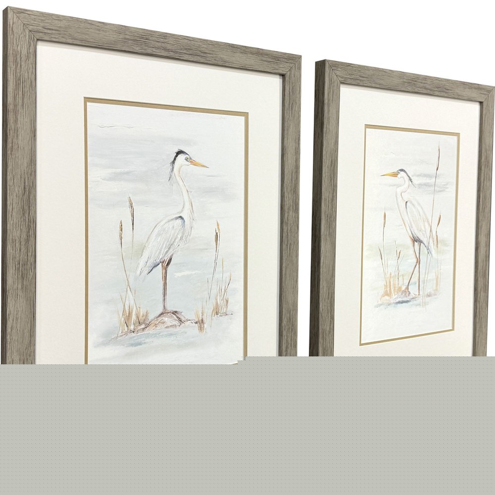 Set Of Two Heron Stance Brown Framed Wall Art HomeRoots