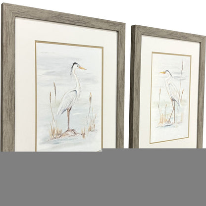 Set Of Two Heron Stance Brown Framed Wall Art HomeRoots