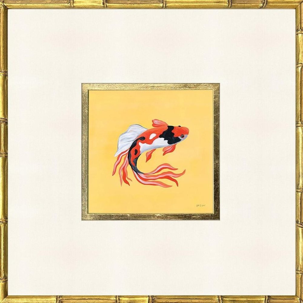 Set Of Four Colorful Koi Gold Framed Wall Art HomeRoots