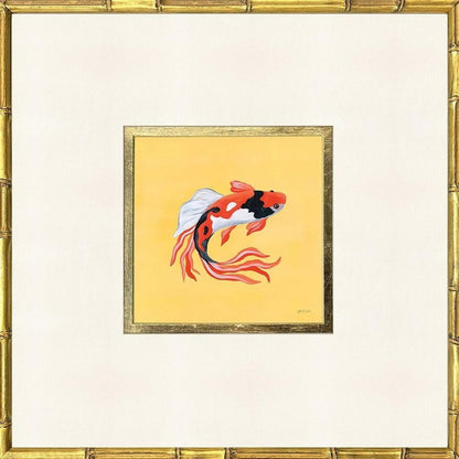 Set Of Four Colorful Koi Gold Framed Wall Art HomeRoots