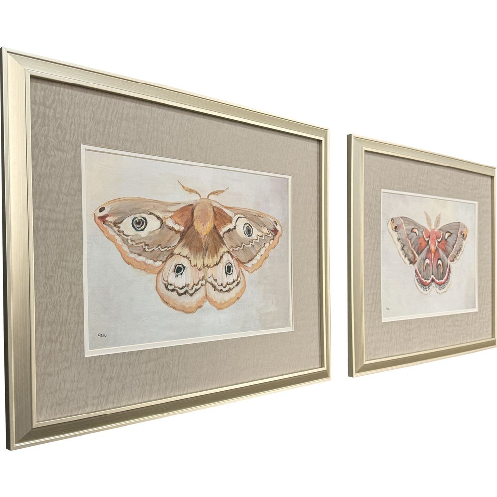 Set Of Two Forest Moth Gold Framed Wall Art HomeRoots