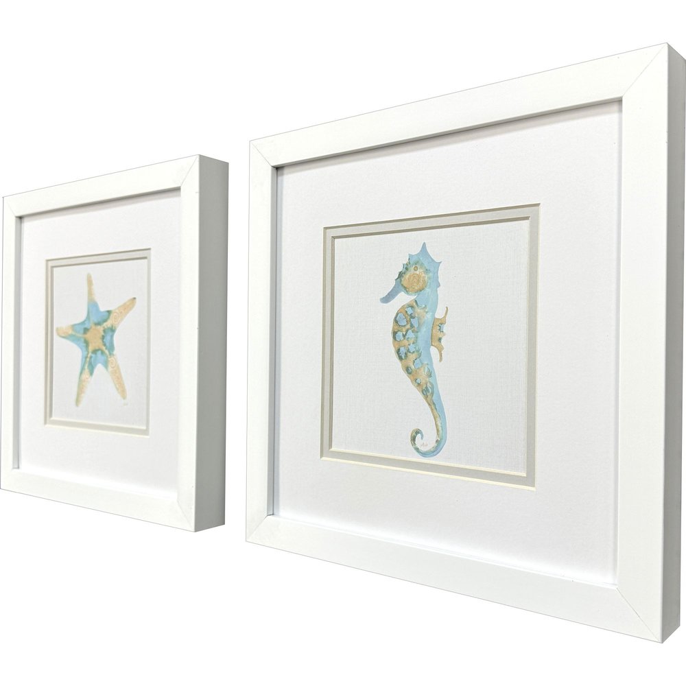 Set Of Two Sea Creatures I White Framed Wall Art HomeRoots