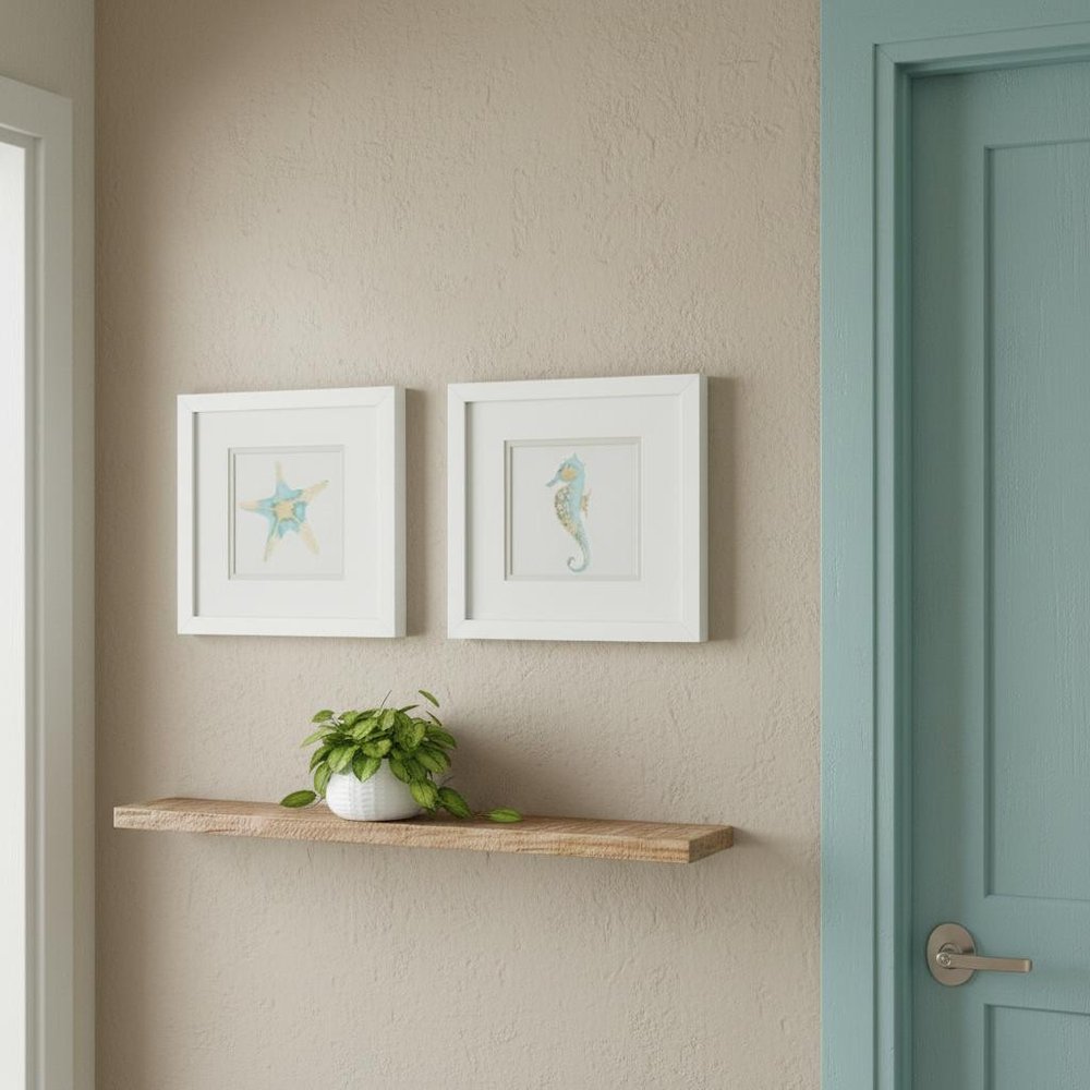 Set Of Two Sea Creatures I White Framed Wall Art HomeRoots