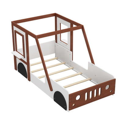 Mahogany and White Wood Twin Race Car Playhouse Bed Frame HomeRoots