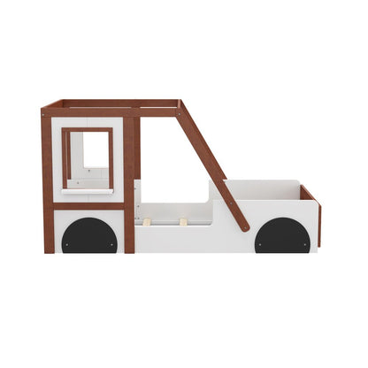 Mahogany and White Wood Twin Race Car Playhouse Bed Frame HomeRoots