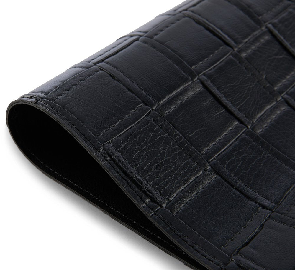 18" Set of Four Black Basketweave Faux Leather Placemats HomeRoots