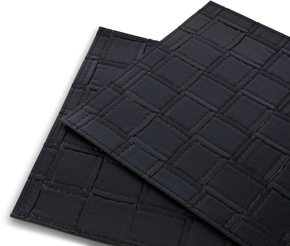 18" Set of Four Black Basketweave Faux Leather Placemats HomeRoots