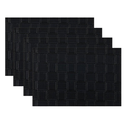 18" Set of Four Black Basketweave Faux Leather Placemats HomeRoots