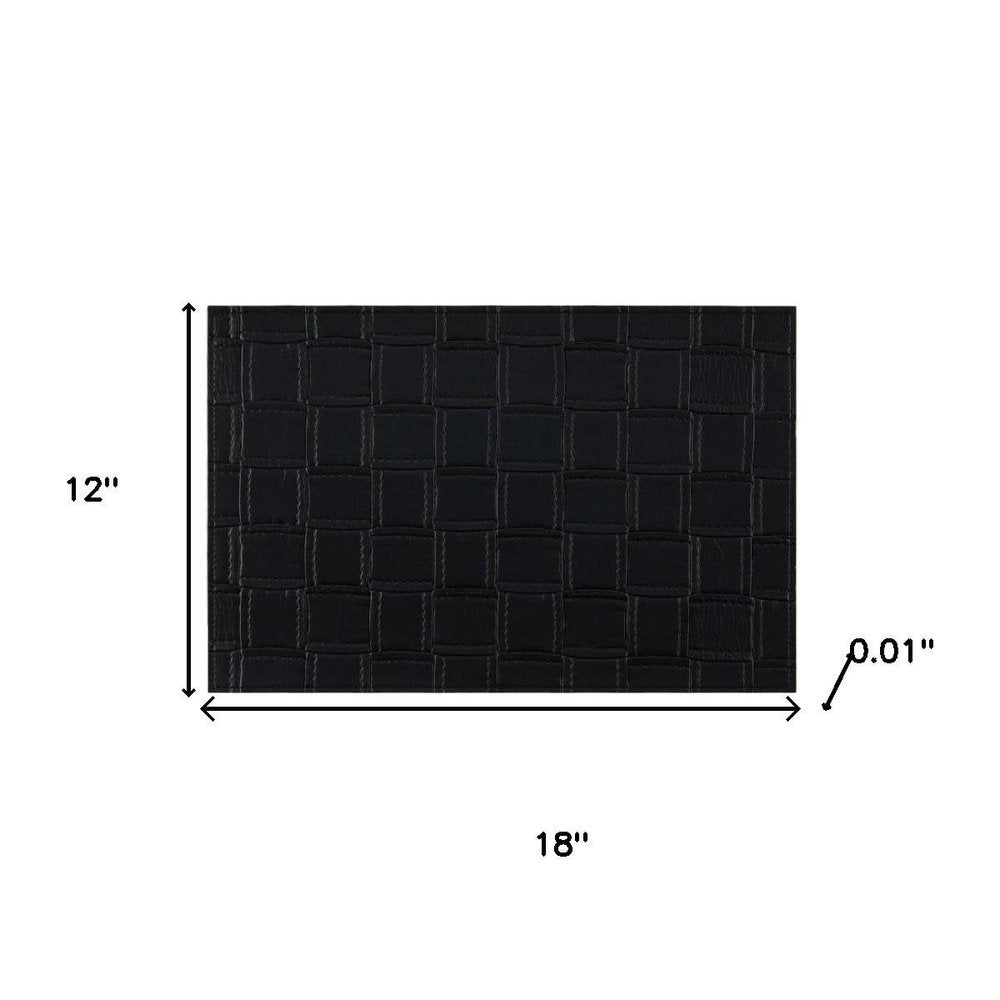18" Set of Four Black Basketweave Faux Leather Placemats HomeRoots