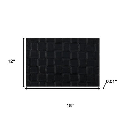 18" Set of Four Black Basketweave Faux Leather Placemats HomeRoots