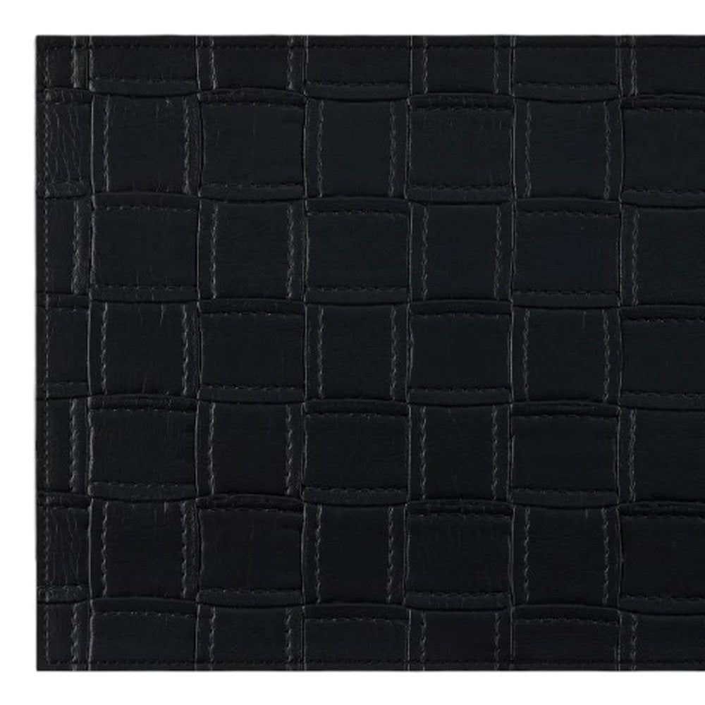 18" Set of Four Black Basketweave Faux Leather Placemats HomeRoots