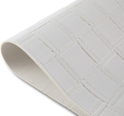 18" Set of Four White Basketweave Faux Leather Placemats HomeRoots