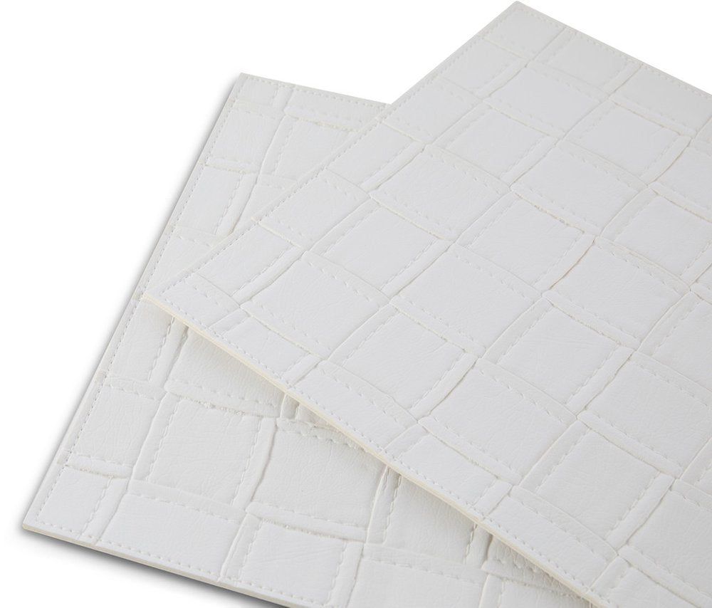 18" Set of Four White Basketweave Faux Leather Placemats HomeRoots