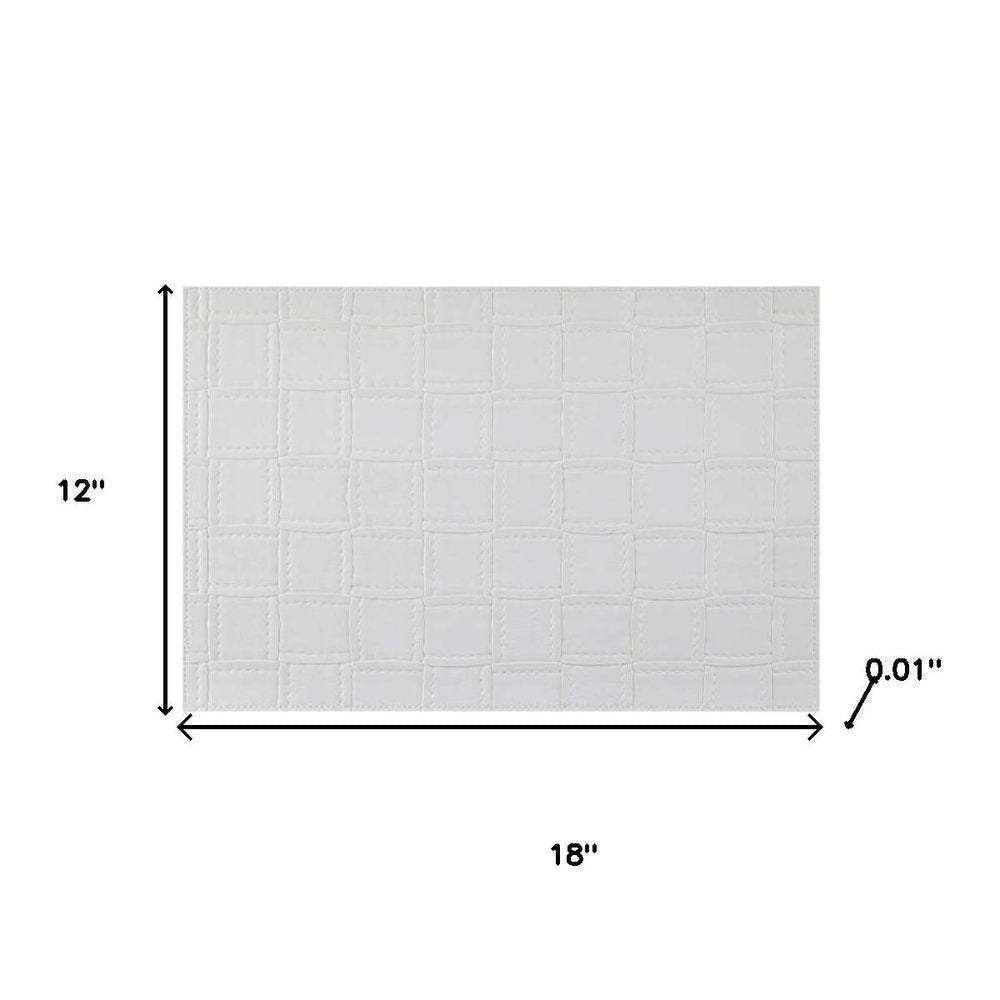 18" Set of Four White Basketweave Faux Leather Placemats HomeRoots