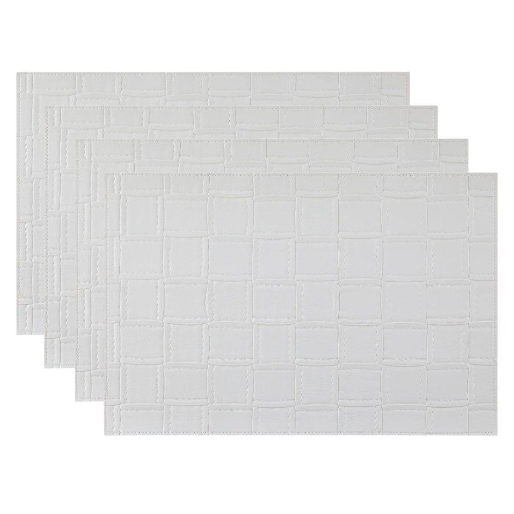 18" Set of Four White Basketweave Faux Leather Placemats HomeRoots