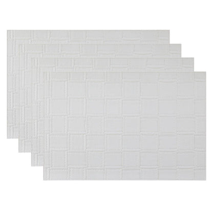 18" Set of Four White Basketweave Faux Leather Placemats HomeRoots