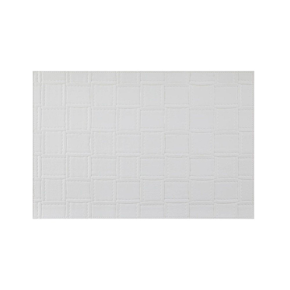 18" Set of Four White Basketweave Faux Leather Placemats HomeRoots