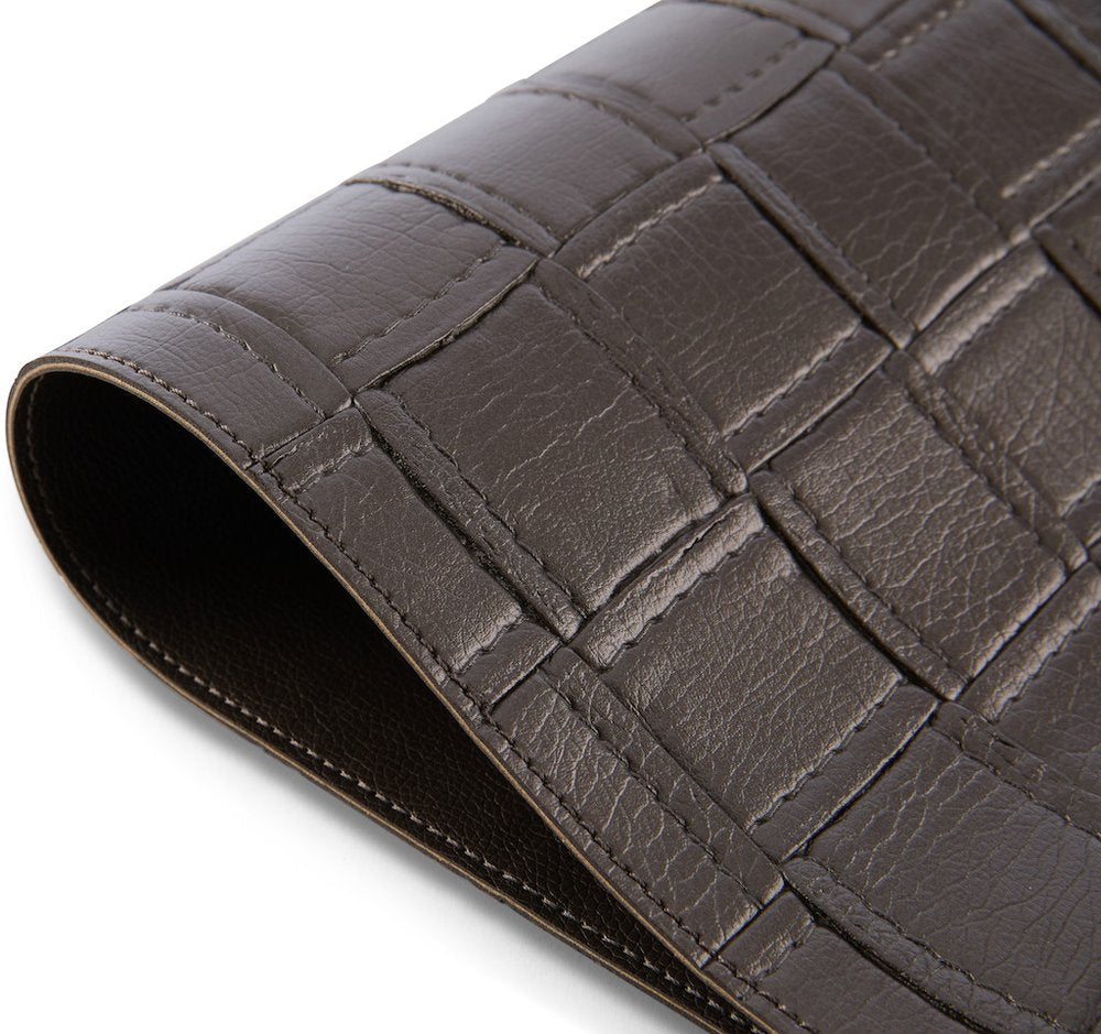18" Set of Four Espresso Basketweave Faux Leather Placemats HomeRoots