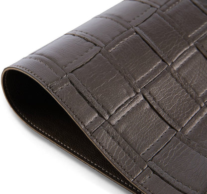18" Set of Four Espresso Basketweave Faux Leather Placemats HomeRoots