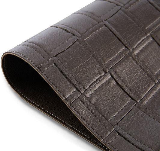 18" Set of Four Espresso Basketweave Faux Leather Placemats HomeRoots
