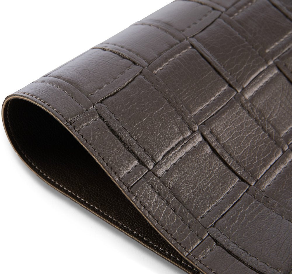 18" Set of Four Espresso Basketweave Faux Leather Placemats HomeRoots